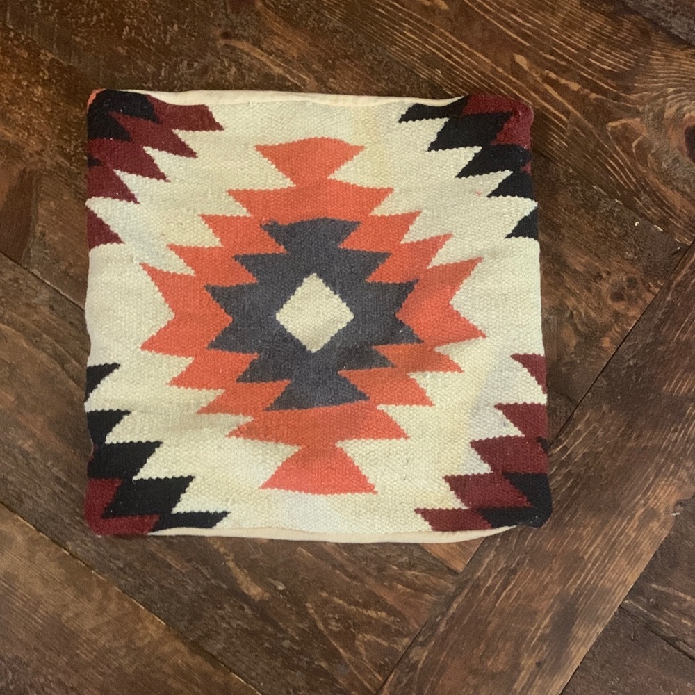Wool 18” x 18” pillow no insGeometric Patterned Throw Pillow - Red, Black, Cream